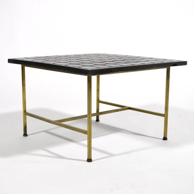 Metal Paul McCobb Brass Side or End Table with Uncommon Textured Top For Sale - Image 7 of 9