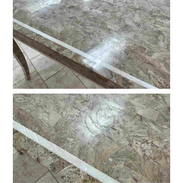 Maitland-Smith Style Tessellated Marble Stone Game / Dining Table – Neoclassical Modern Luxury For Sale - Image 13 of 14