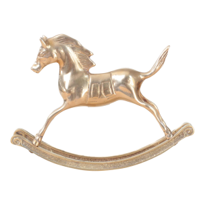 Mid-Century Solid Brass Rocking Horse, Whimsical Home Decor