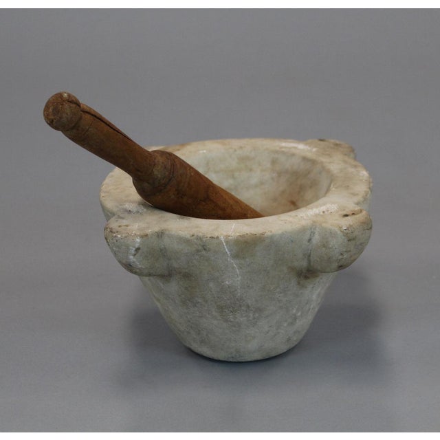 French Marble Mortar & Wooden Pestle Chairish