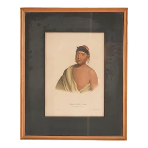 Hand-Colored Engraving of American Indians, 19th Century
