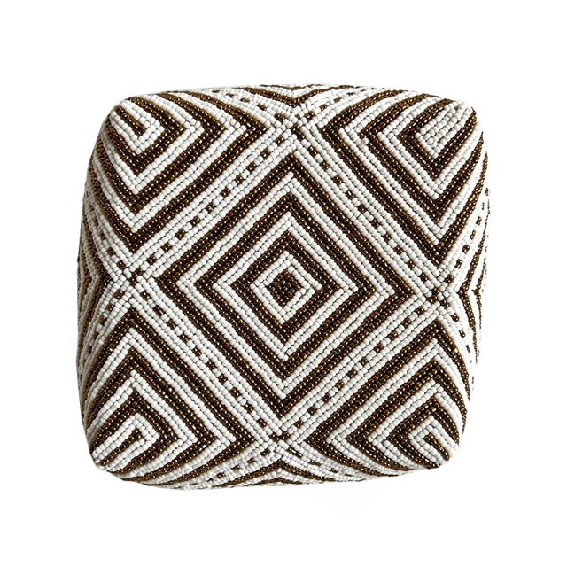 Vintage Bamboo Beaded Box White & Gold Medium For Sale In Los Angeles - Image 6 of 9