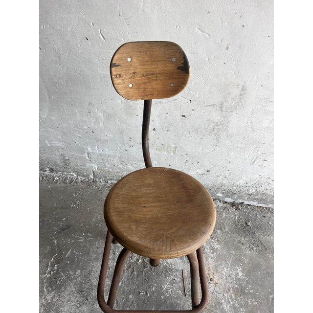 Industrial Adjustable Workshop Stool, 1930s For Sale - Image 5 of 7