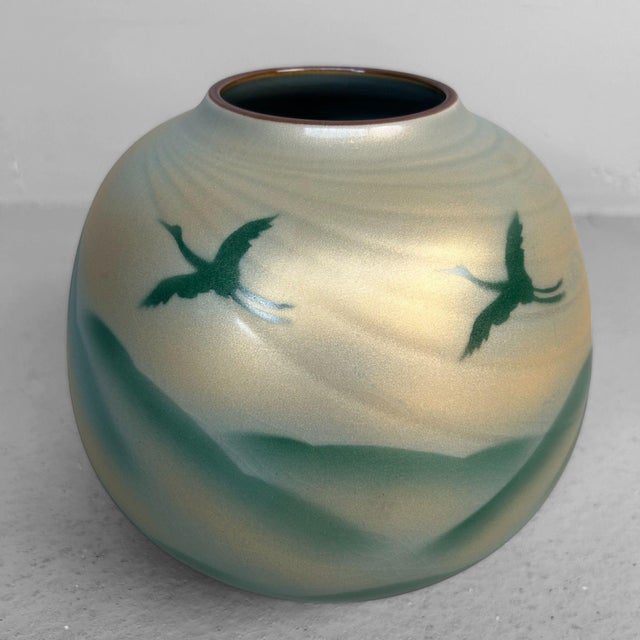 Japanese Vase with Cranes Saikyū-Gama, 1980 For Sale - Image 14 of 14