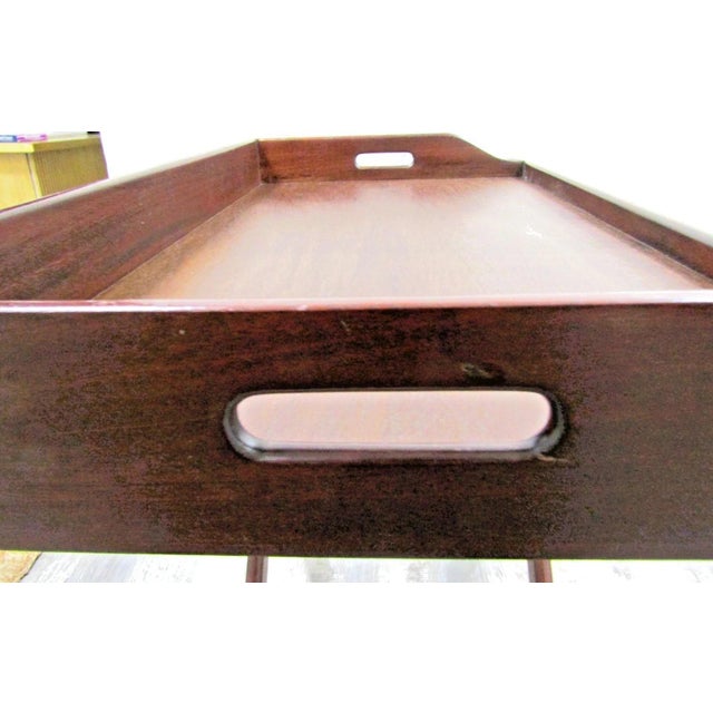 Wood Mid 20th Century Vintage English Butler's Mahogany Tray Table With Folding Stand For Sale - Image 7 of 18