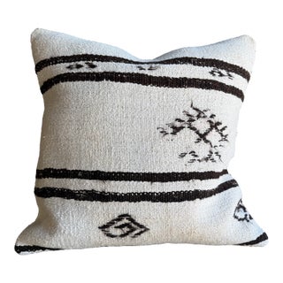 Vintage Turkish Hemp Rug Pillow With Down Insert 24" X 24" For Sale