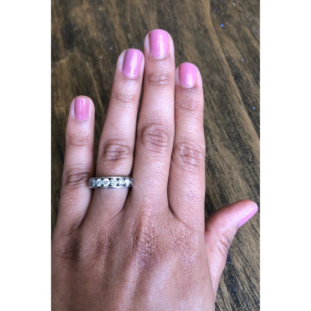 1.25 Carat Round Cut Diamond 14 Karat White Gold Band, Size 7 For Sale In Los Angeles - Image 6 of 6