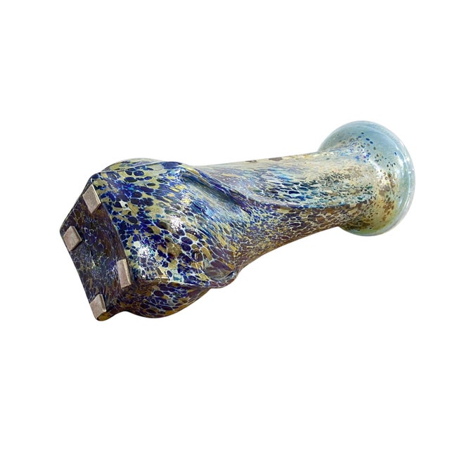 Vintage Bohemian Twisted Iridescent Glass Vase 14" H For Sale - Image 4 of 9