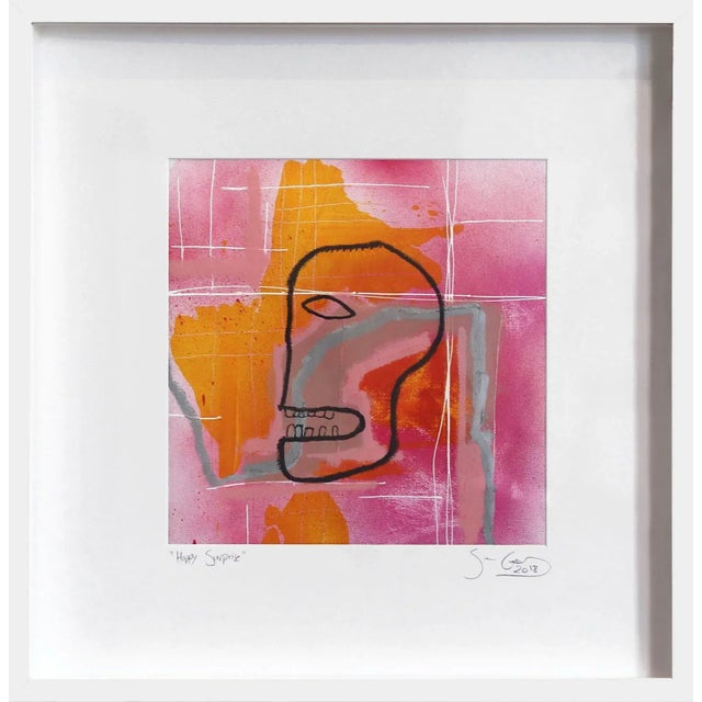 Framed Basquiat Style Painting "Happy Surprise" Original Abstract Figurative Artwork by Soren Grau For Sale - Image 9 of 9