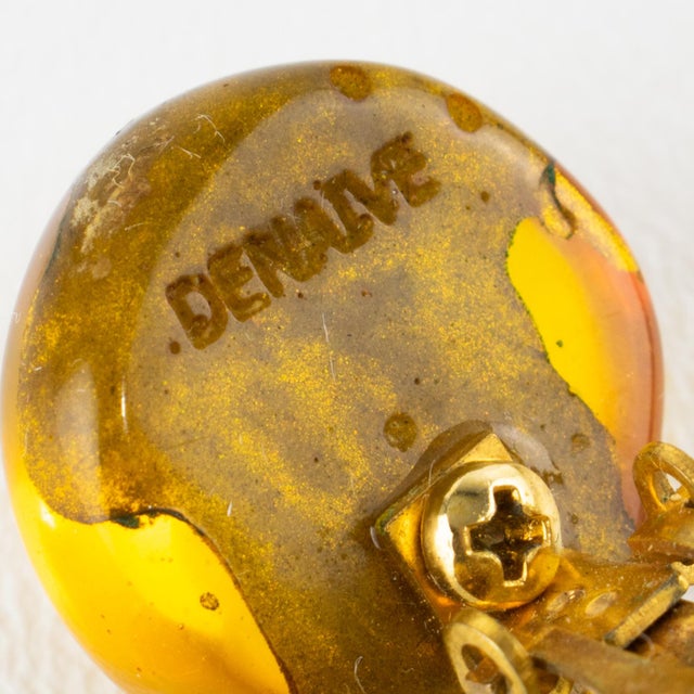 2000 - 2009 Dominique Denaive Paris Multicolor Resin Dangle Clip Earrings For Sale - Image 5 of 8