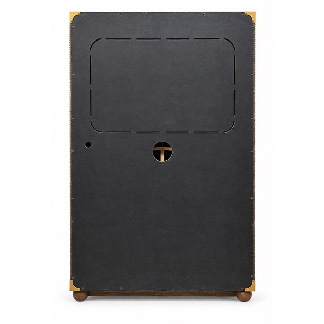 Late 20th Century 20th -C. Regency Campaign Style Leather and Brass Bar Cabinet / Armoire For Sale - Image 5 of 6
