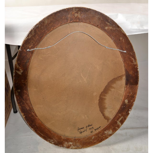 1950s Italian Giltwood Victorian Florentine Hand-Carved Oval Wall Mirror For Sale - Image 10 of 12