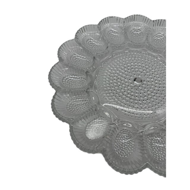 Mid-Century Modern Vintage Indiana Glass Hobnail Deviled Egg / Oyster Platter With Relish Center For Sale - Image 3 of 8