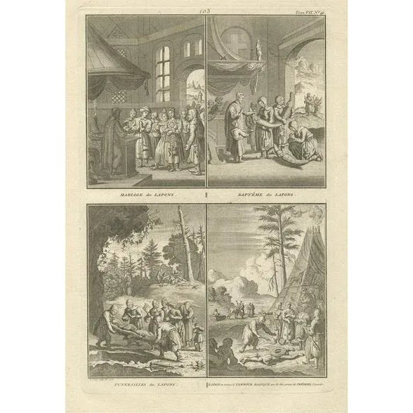 Workshop of Picart, Marriage, Baptism, and Other Customs of the Sami People in Lapland, 1726, Print For Sale - Image 9 of 9