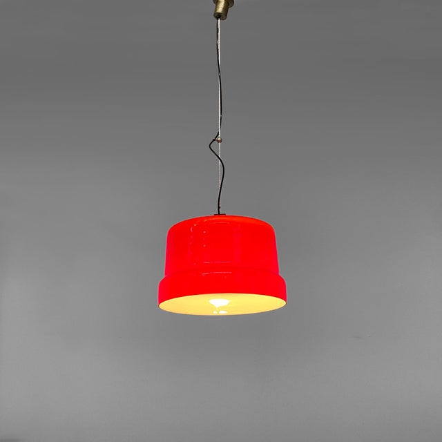 Mid-Century Modern Italian Red and White Chandelier with Bead Decoration, 1960s For Sale - Image 12 of 16
