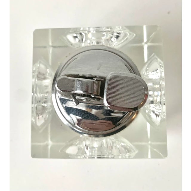1960s Vintage Large Square Modern Contemporary Refillable Crystal Table Lighter For Sale - Image 5 of 11