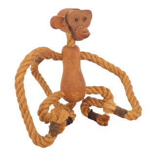 Mid Century Wooden Monkey For Sale