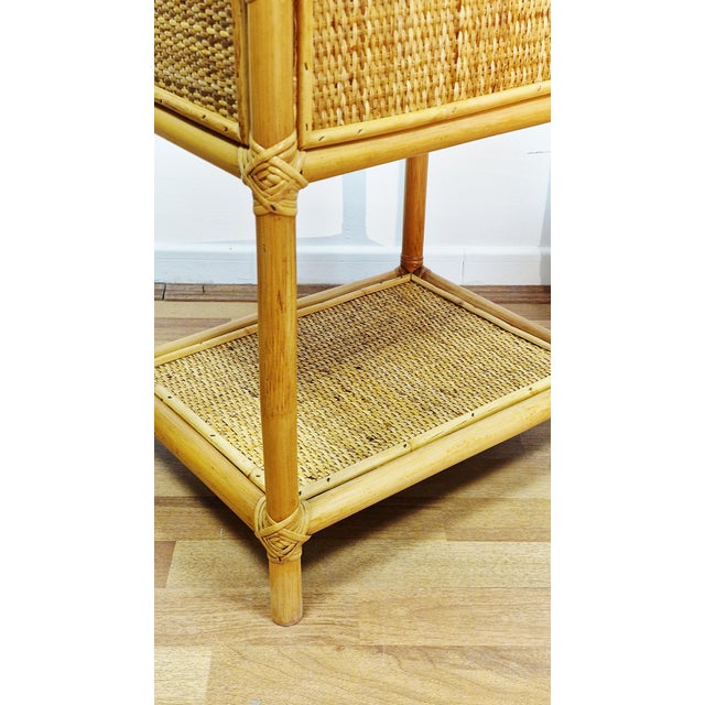 Mid-Century Modern Bamboo and Wicker Bedside Tables, Italy, 1970s, Set of 2 For Sale - Image 15 of 18