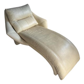 1980s Rougier Postmoden Lounge Chair in Cream Leather For Sale