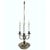 Charming 3-arm vintage brass "Bouillotte lamp. Silver plated. Adjustable leather textured black tole shade with turn key....