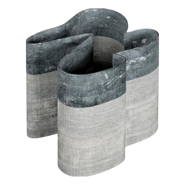 Stripes C3 Vase in Laguna Green and Indian Green Marbles by Bufalini Marmi For Sale