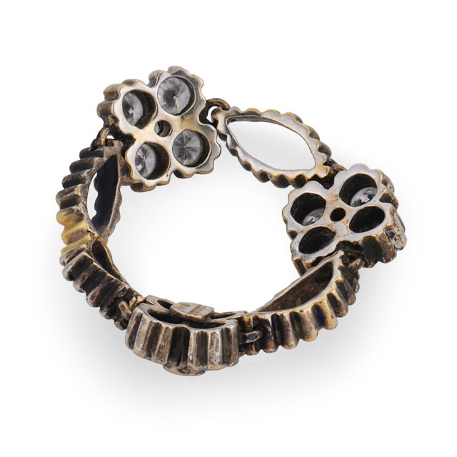 Mid 20th Century Mid 20th Century Sabbadini Diamond 18k Yellow Gold Silver Flexible Pinky Ring, Size 3 For Sale - Image 5 of 5