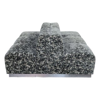 Custom Modern Modular Gray Textured Double Sided Sofa With Chrome Base For Sale