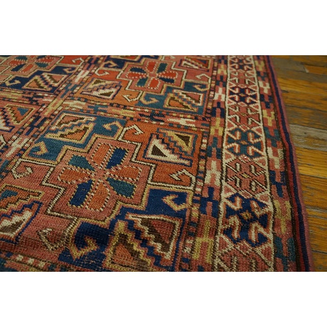 1890s Red Geometric Antique Baluch-Turkmen Rug 5'5" X 8'0" Handknotted Wool Carpet For Sale - Image 4 of 6