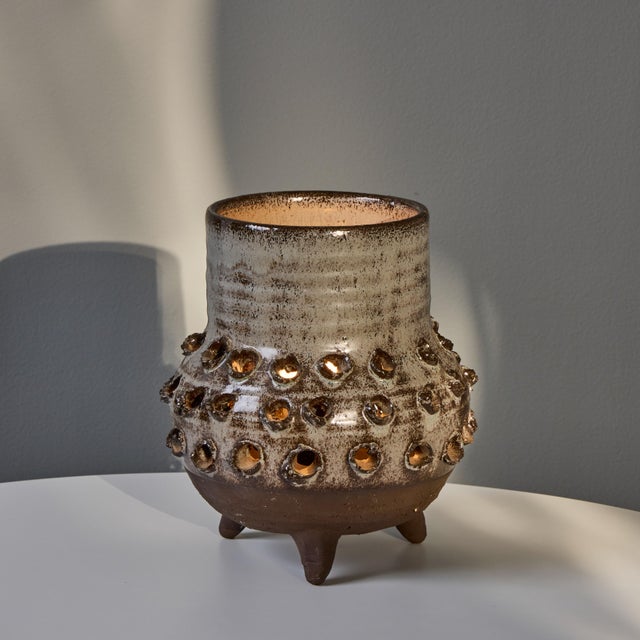 1970s Erik Glud Studio Crafted Stoneware Footed Table Lamp For Sale In Los Angeles - Image 6 of 18