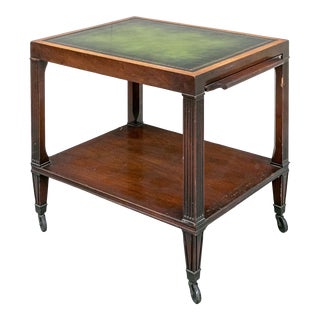 1920s Leather Top Hollywood Regency Bar Cart For Sale
