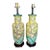 Vintage Yellow Chinoiserie Cherry Blossom Tree Ceramic Table Lamps- A Pair For Sale
