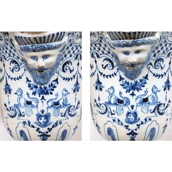 Metal A Good French Blue&White Tin-Glazed Faience Pitchers - a Pair For Sale - Image 7 of 7