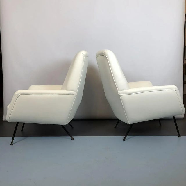 Set of Italian White Velvet Armchairs, 1950s For Sale - Image 11 of 18