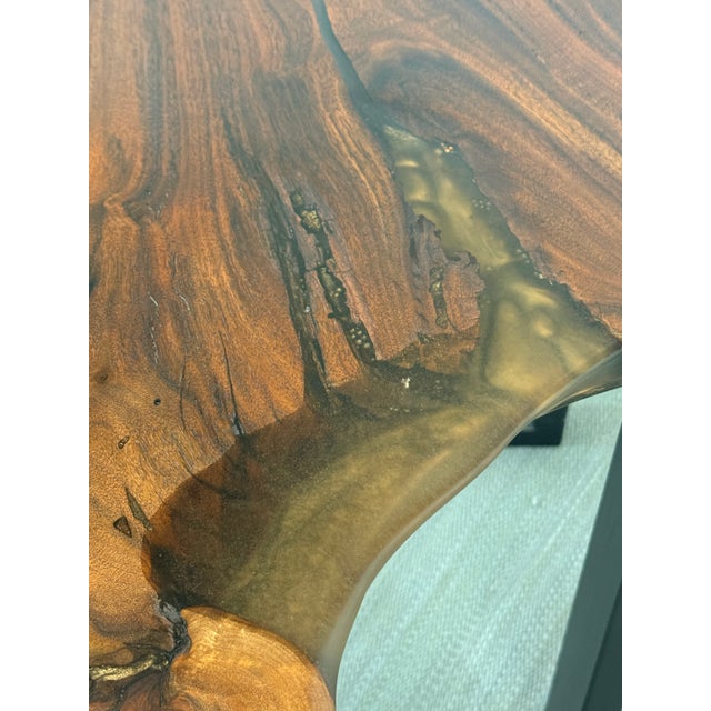 Walnut Live Edge Wood Slab Side Table For Sale In San Francisco - Image 6 of 12