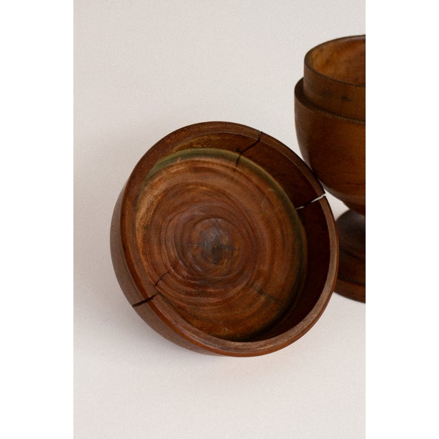 Vintage Apothecary Jar in Walnut Wood, 1920s For Sale - Image 6 of 7