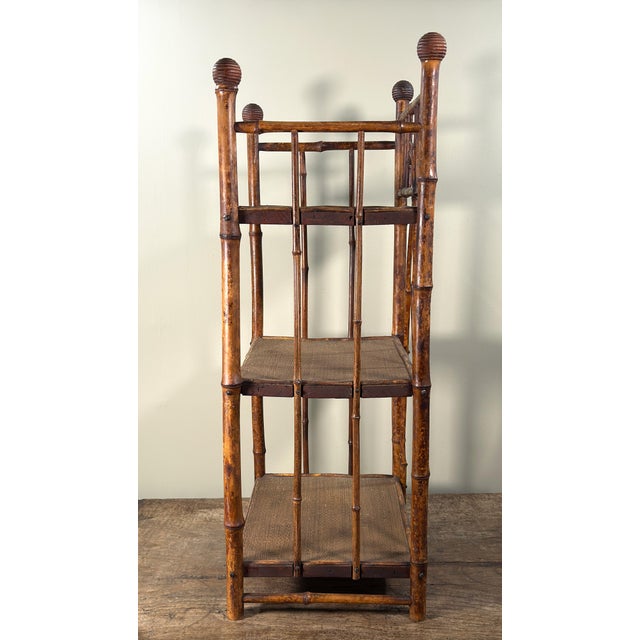 Diminutive Antique Bamboo Etagere Small 3 Shelf Bookshelf For Sale In Providence - Image 6 of 11