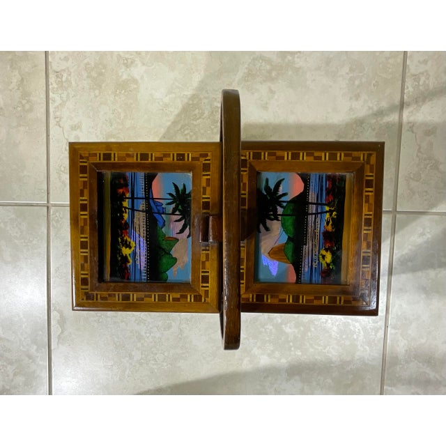 Vintage Handcrafted Wooden Accordion Sewing - Jewelry Box For Sale - Image 10 of 12