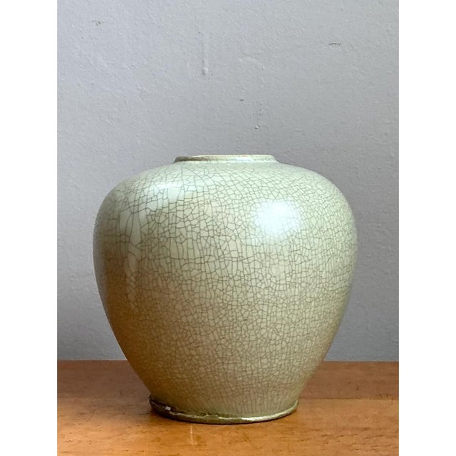 Vintage Crackle Glazed Ceramic Vase For Sale - Image 12 of 12