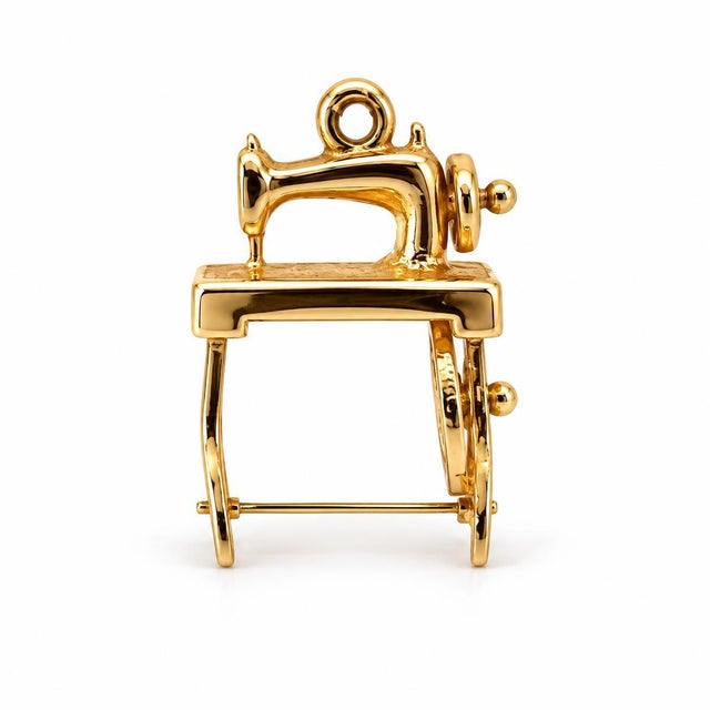 Mid-Century Modern Vintage 14k Yellow Gold Sewing Machine Charm/Pendant For Sale - Image 3 of 4