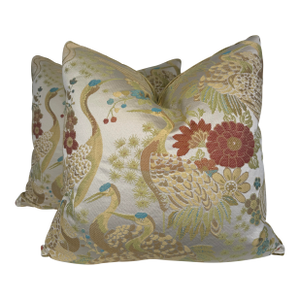 Crane in Celedon 22" Pillows-a Pair