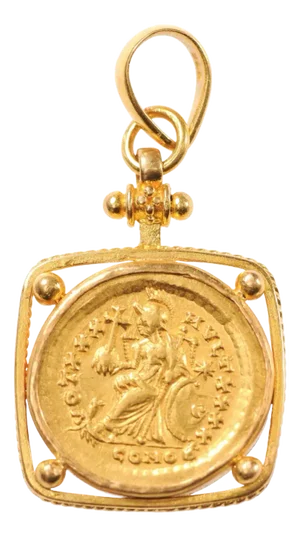 Antique Gold Solidus Pendant Set in 22K gold