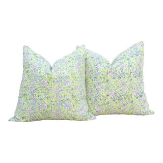 Jaipur Spring, Pair of Large Vibrant Block Print Pillows For Sale