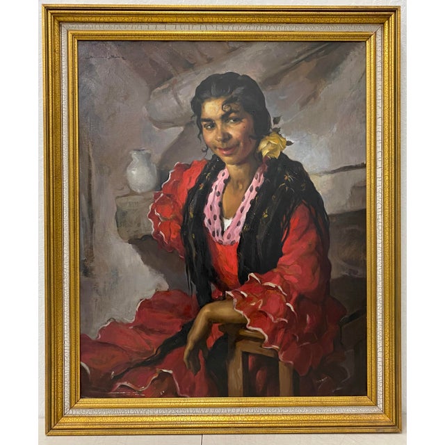 Emilio Molina Nunez (19181971) Spanish Dancer Oil Painting C.1950