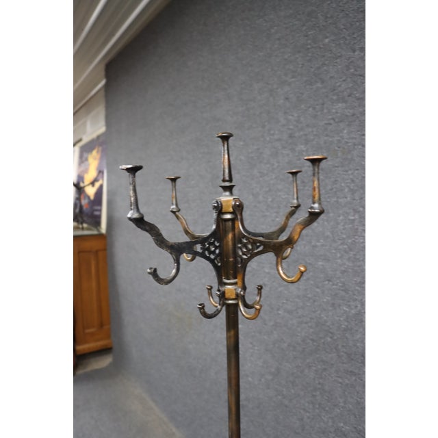 Metal Victorian Iron Hall Tree Coat Rack & Umbrella Stand For Sale - Image 7 of 10