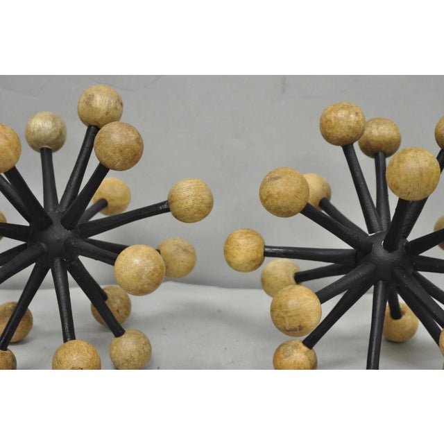 Contemporary Modern Wood & Metal "Jax" Abstract Table Decor - A Pair For Sale - Image 10 of 11