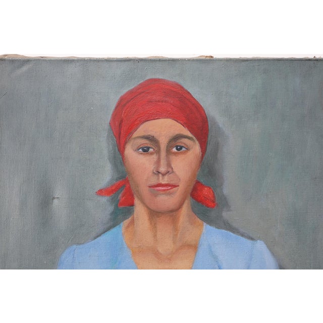 Belgian Artist, Expressionist Portrait of a Woman, 1950s, Oil on Canvas For Sale - Image 3 of 12