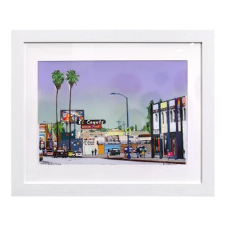 This Is Beverly BLVD #43 - Original Los Angeles Cityscape Mixed Media Painting on Paper by Fabio Coruzzi For Sale