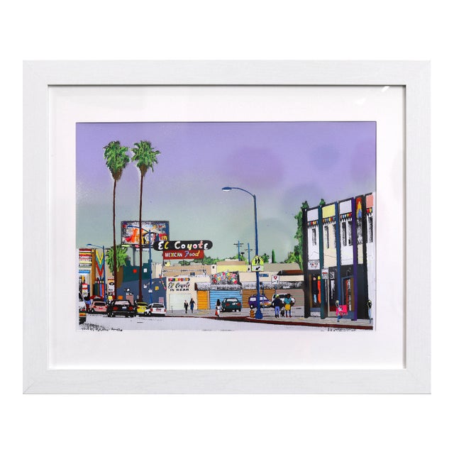 This Is Beverly BLVD #43 - Original Los Angeles Cityscape Mixed Media Painting on Paper by Fabio Coruzzi For Sale