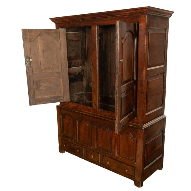 Antique 18th Century Welsh Oak Press Livery Housekeepers Cupboard Cabinet Chest 1750 For Sale - Image 11 of 14
