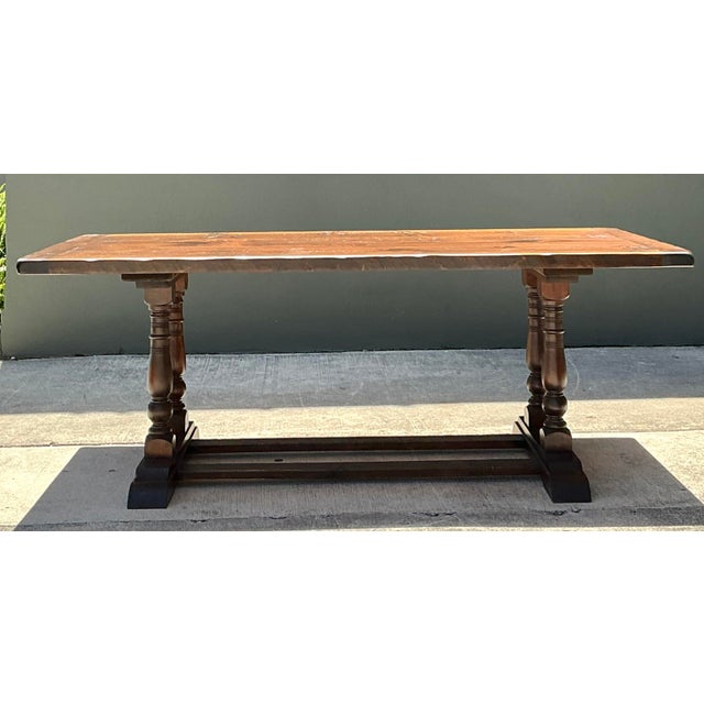 Farmhouse Vintage 19th Century French Double Pedestal Table For Sale - Image 3 of 12